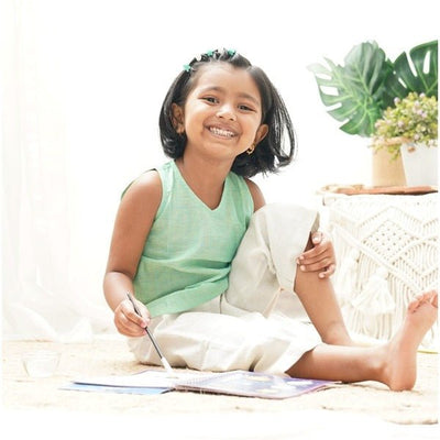 Breeze Belle Cotton Pants With a Flare - Girls – Kids Pants on Brown Living™. SKU: SCGFP - 01. Img 3.