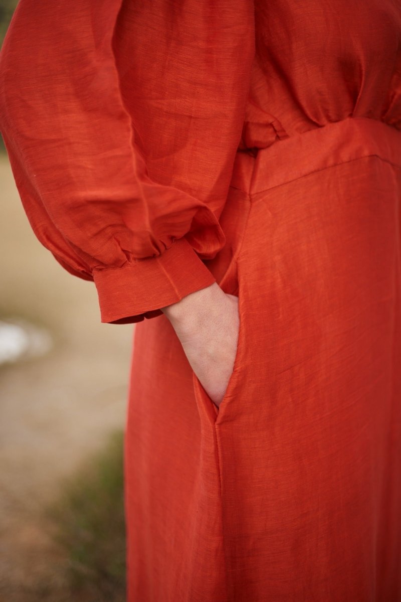 Brick Orange Linen Silk - Mayfair Maxi Dress | Verified Sustainable by Brown Living™