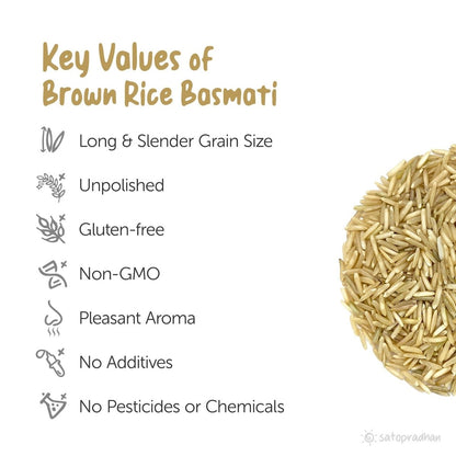 Brown Basmati Rice 800g - Organic, Unpolished Long Grain | Verified Sustainable by Brown Living™