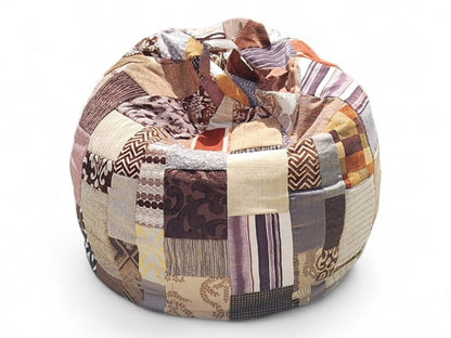 Brown Printed Patchwork Beanbag | Verified Sustainable by Brown Living™