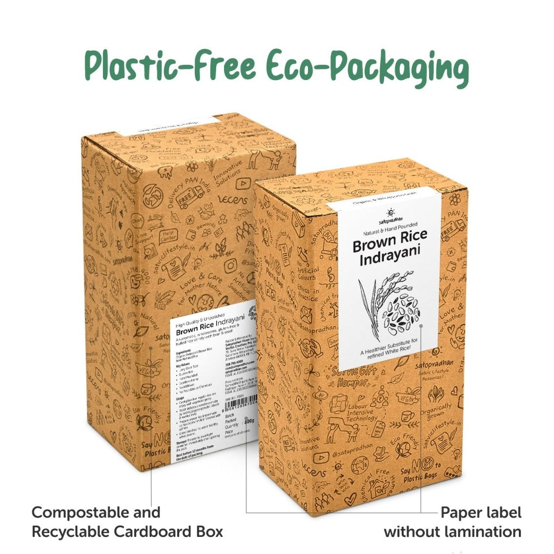 Brown Rice Indrayani 800g - Organic, Hand - Pounded, Sticky Rice | Verified Sustainable by Brown Living™