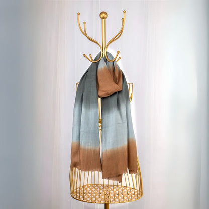 Brown & Teal Blue Pure Pashmina Scarf - Ombré - Earth | Verified Sustainable by Brown Living™