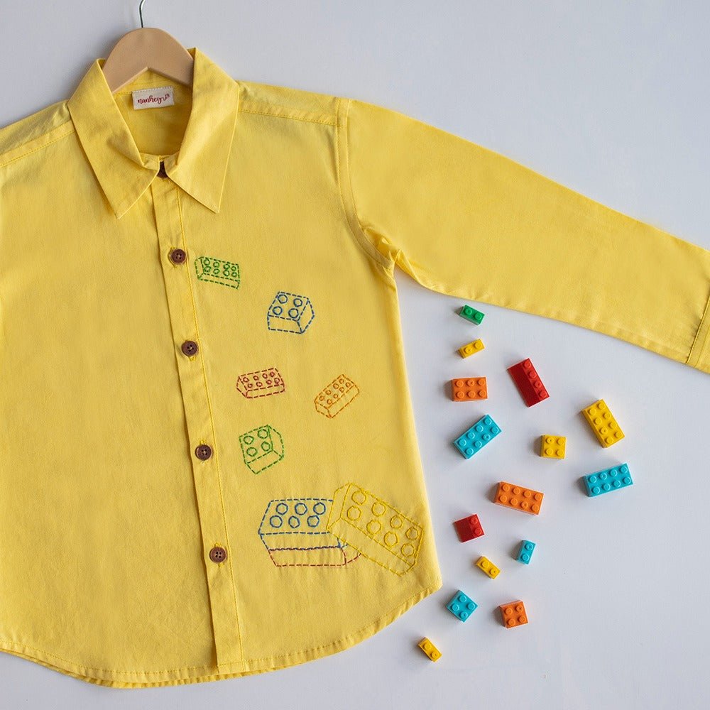 Building Blocked Embroidered Unisex Shirt - Yellow | Verified Sustainable by Brown Living™