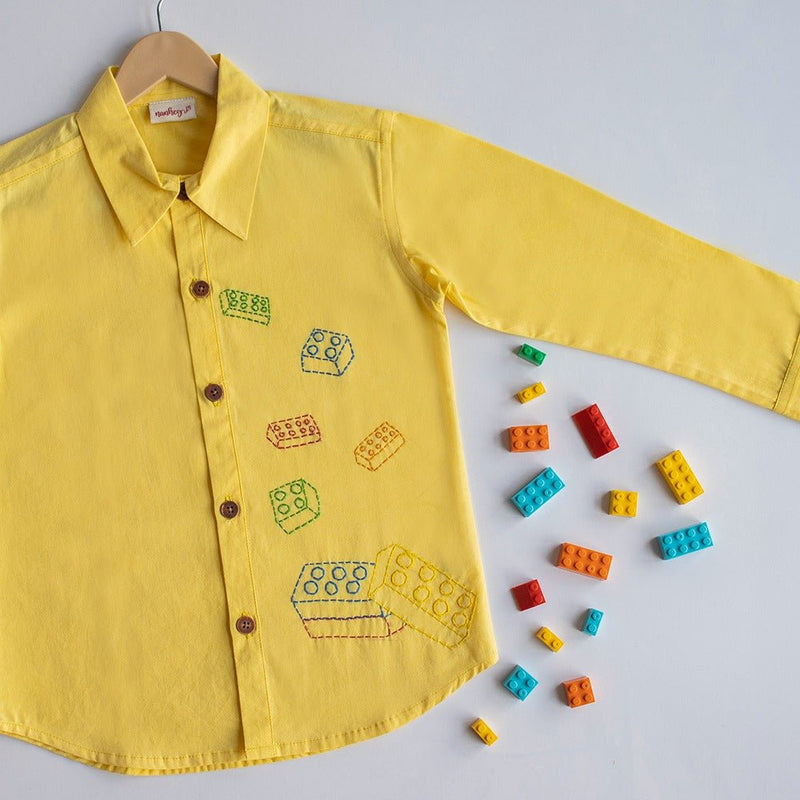 Building Blocked Embroidered Unisex Shirt - Yellow | Verified Sustainable by Brown Living™