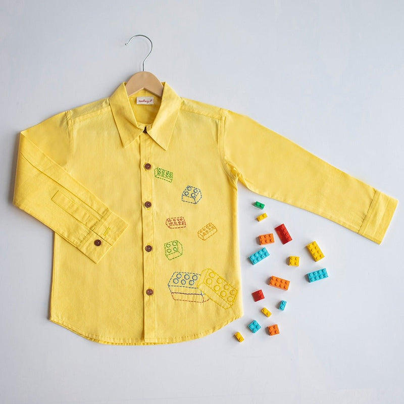 Building Blocked Embroidered Unisex Shirt - Yellow | Verified Sustainable by Brown Living™