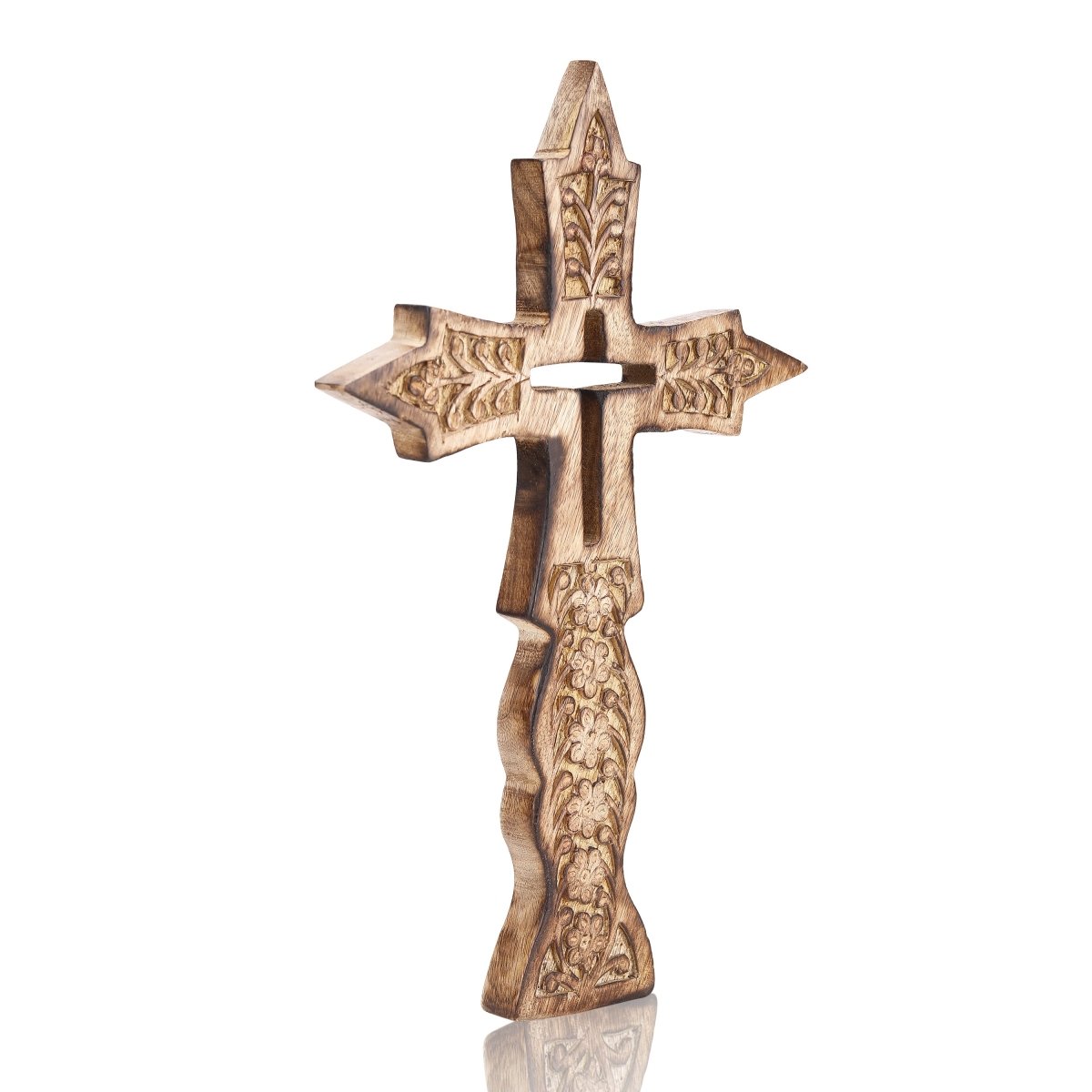 Burnt Tinge Wooden Cross – Wall Art Decor | Verified Sustainable by Brown Living™