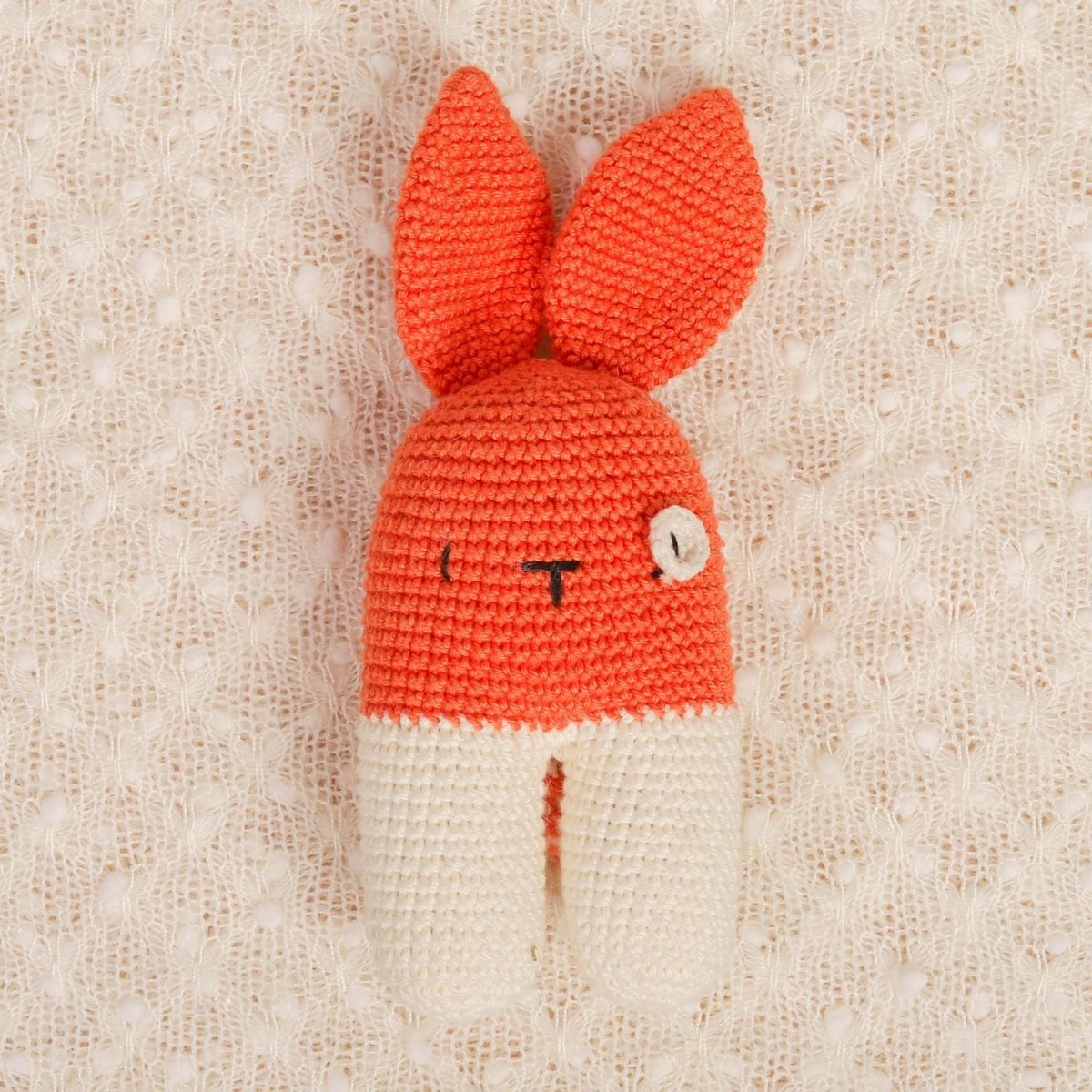 Burst Orange Crochet Rattle – Sensory Toy for Babies | Verified Sustainable by Brown Living™