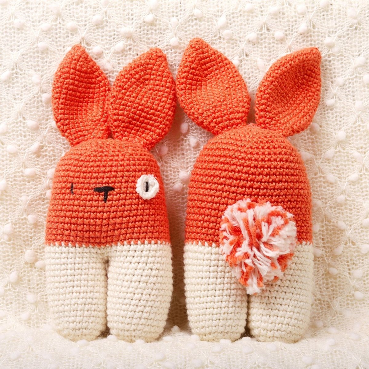 Burst Orange Crochet Rattle – Sensory Toy for Babies | Verified Sustainable by Brown Living™