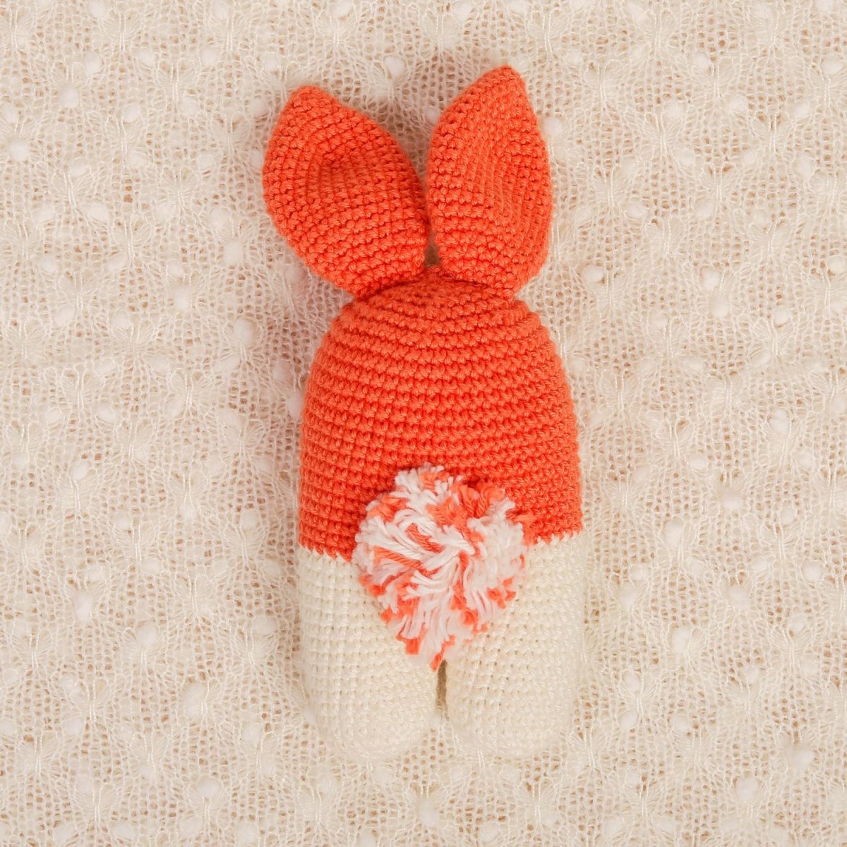 Burst Orange Crochet Rattle – Sensory Toy for Babies | Verified Sustainable by Brown Living™