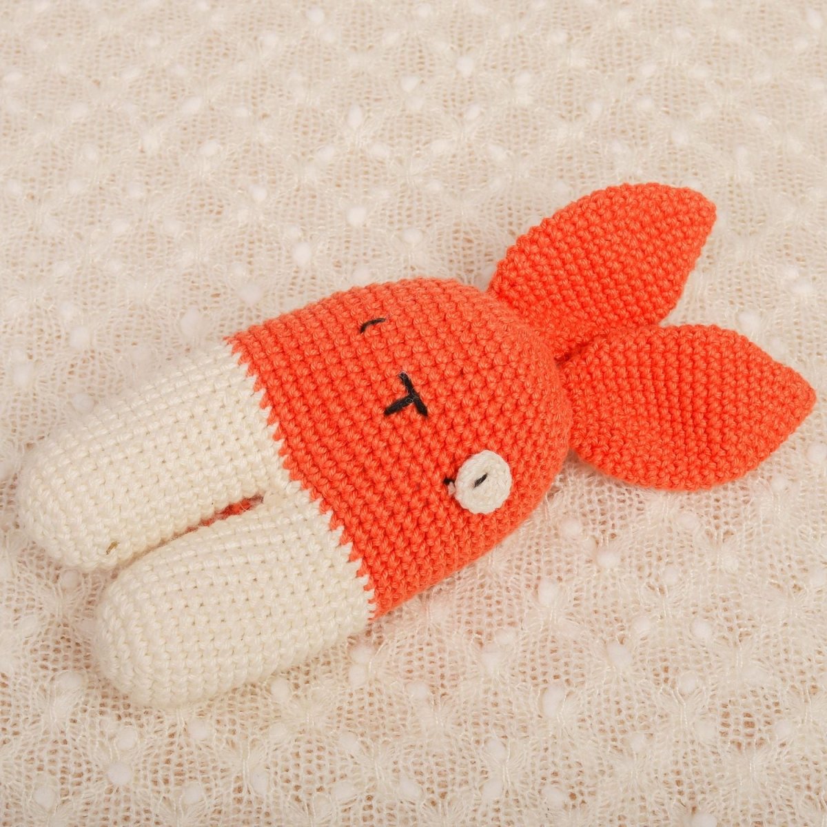 Burst Orange Crochet Rattle – Sensory Toy for Babies | Verified Sustainable by Brown Living™