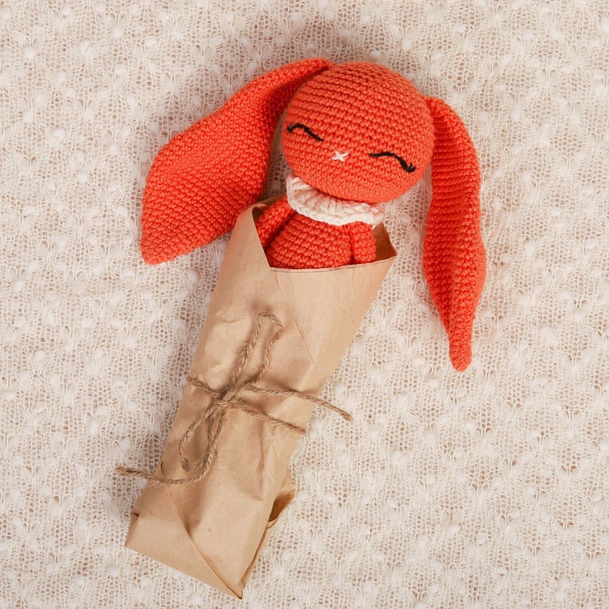 Burst Orange Hopper the Bunny – Handmade Bunny Toy – Dolls & Dollhouses by Bombay Toy Company available on Brown Living™. . SKU: CHBOR. Img 4.