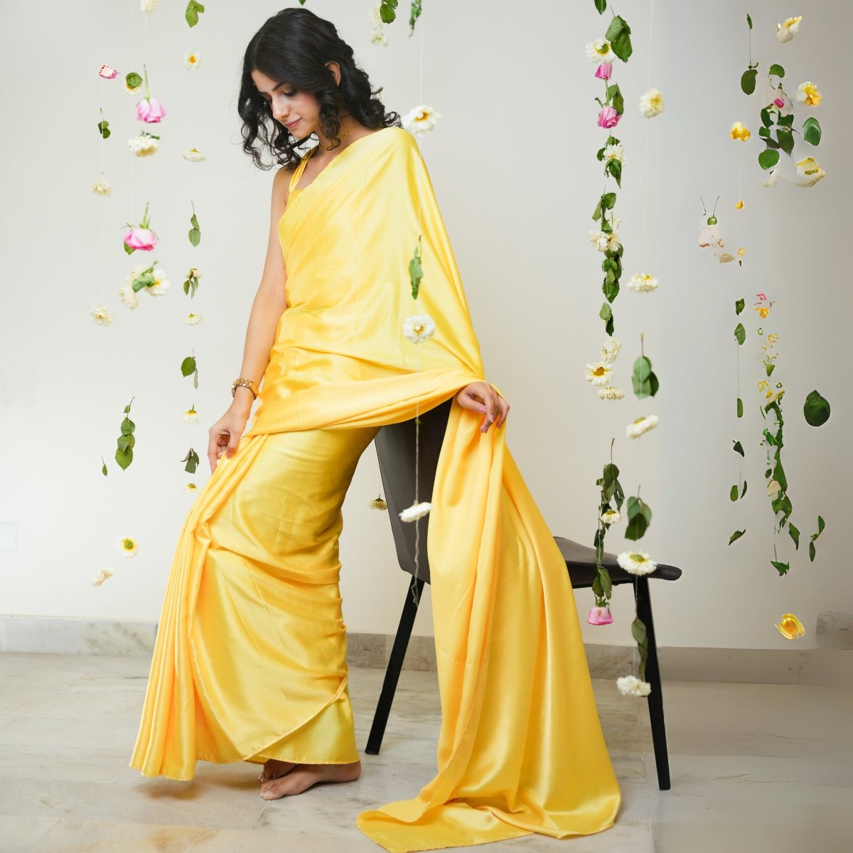 Butter - Cup Ombre Organic Satin Saree | Verified Sustainable by Brown Living™