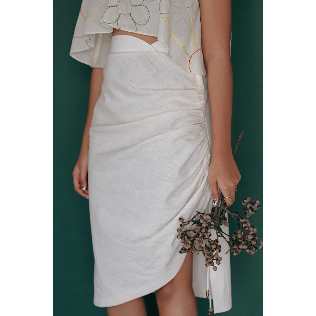 Butterdaisy Skirt - Overlaped Belt, Tea Length | Verified Sustainable by Brown Living™