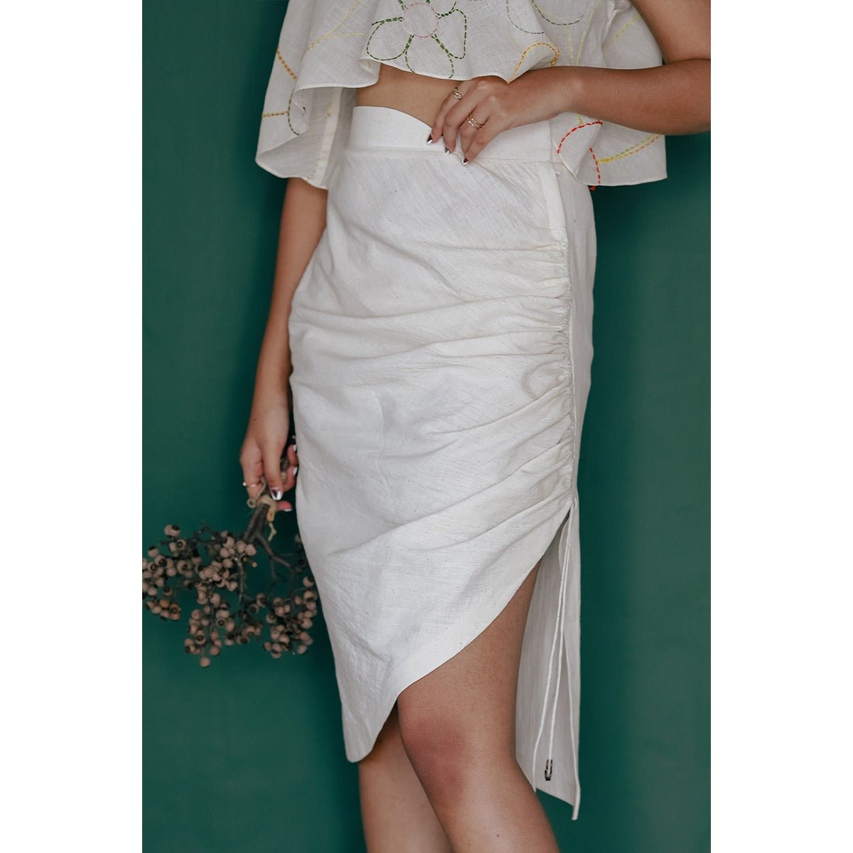 Butterdaisy Skirt - Overlaped Belt, Tea Length | Verified Sustainable by Brown Living™