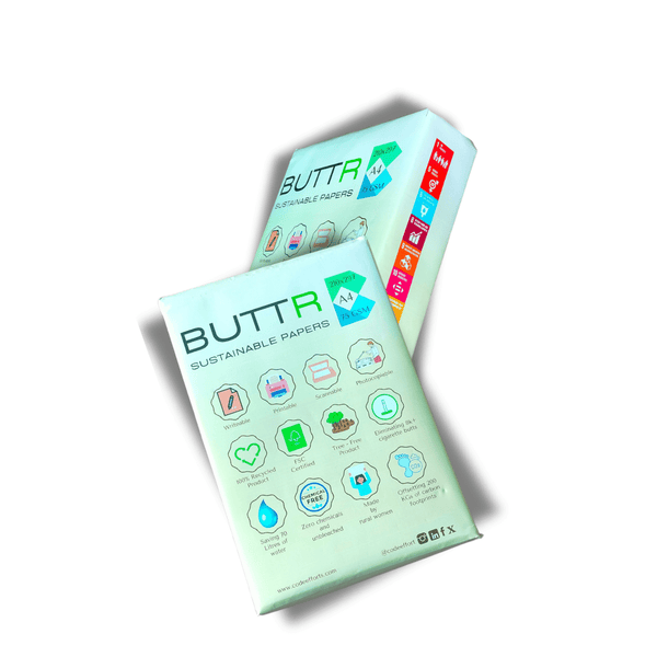 BUTTR Sustainable Papers - 500 A4 Sheets Per Ream (White) | Verified Sustainable by Brown Living™