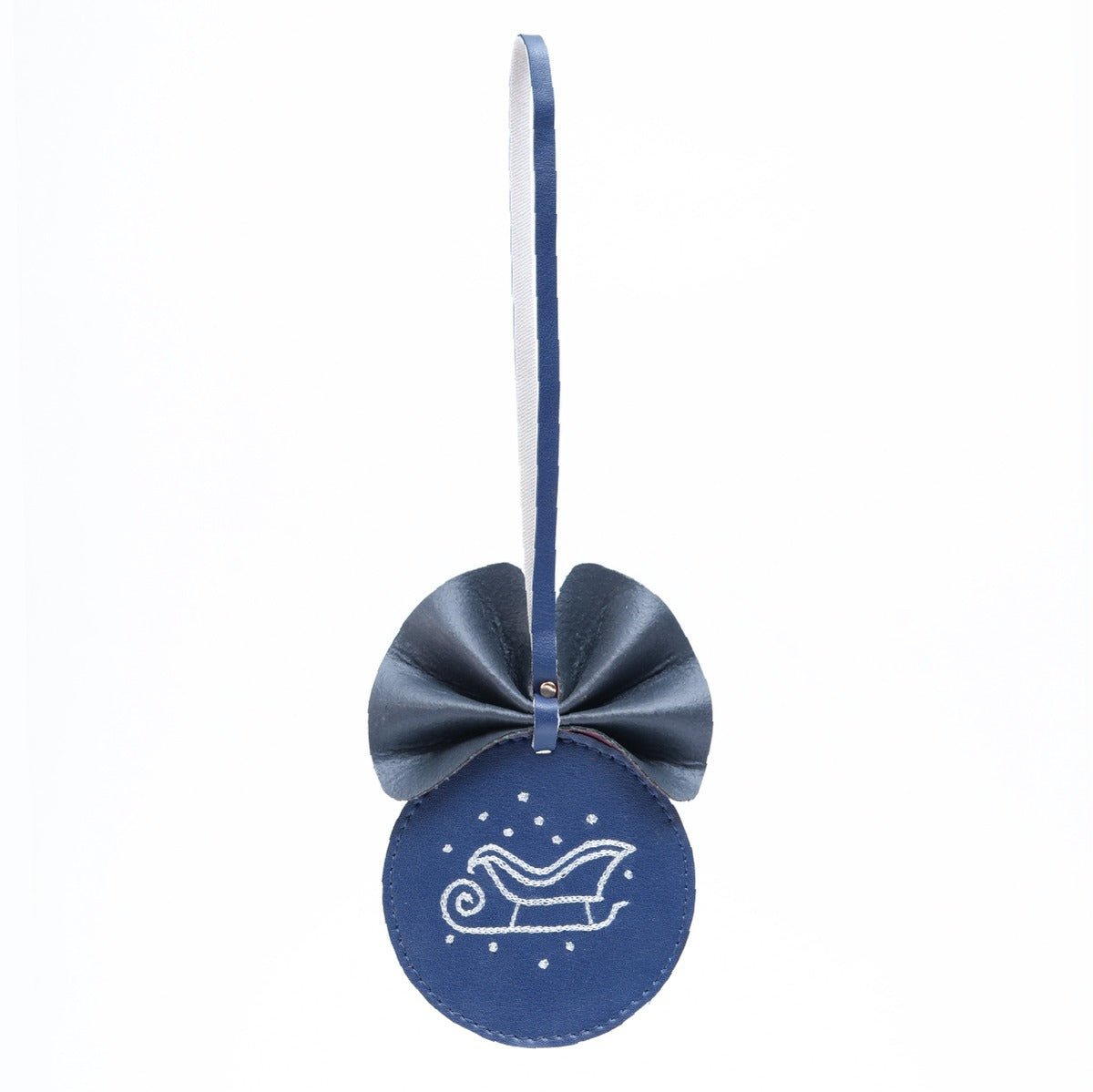 Cactus Leather Festive Decor Handcrafted Christmas Sleigh Bulb (Blue) – Decor & Artefacts on Brown Living™. SKU: XMGH1001. Img 2.