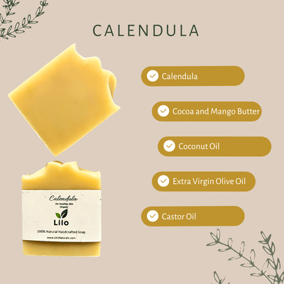 Calendula Bar Soap for Sensitive Skin with Cocoa & Mango Butter – Body Soap on Brown Living™. SKU: S10012. Img 2.
