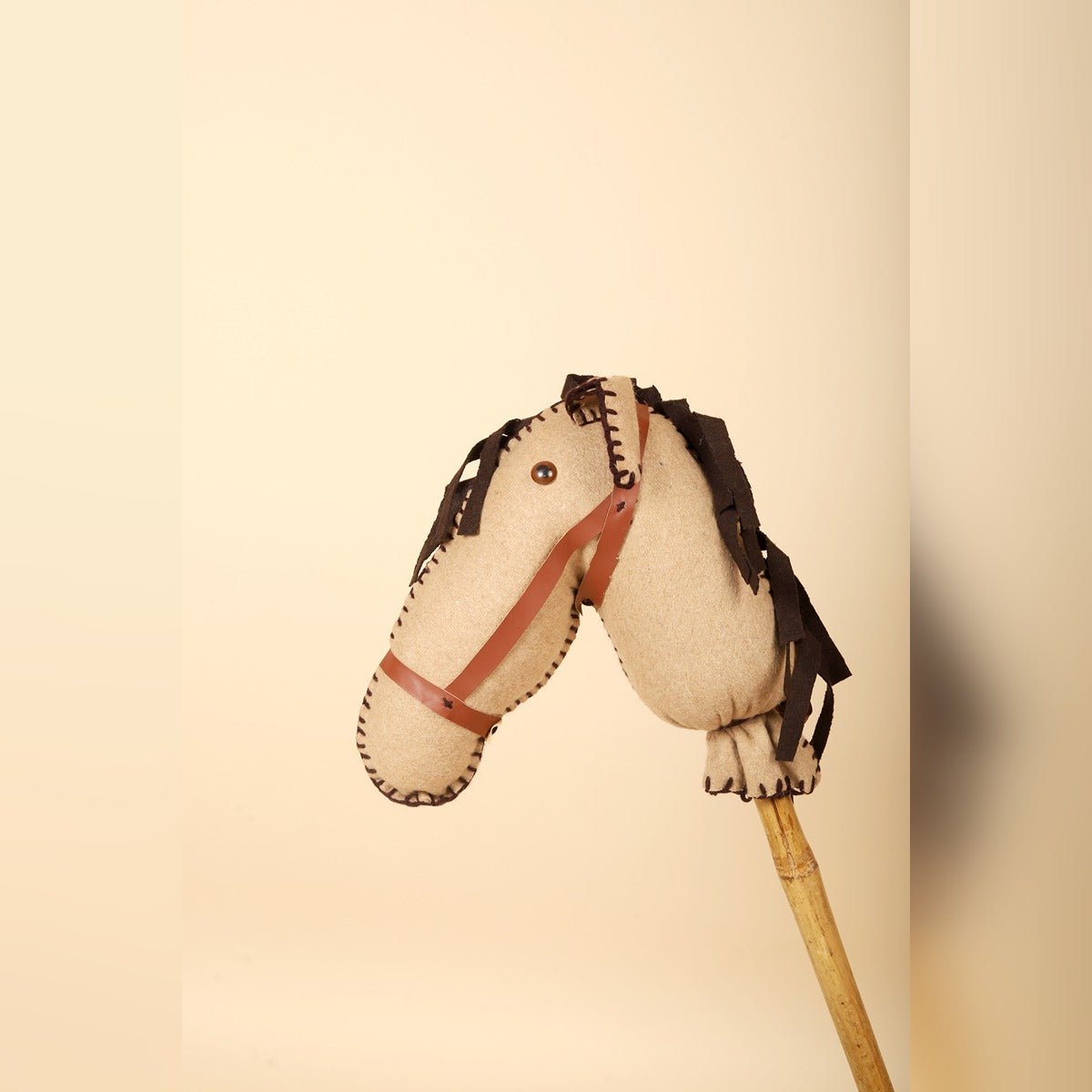 Caramel Brown Hobby Horse – Wooden Stick Toy – Role & Pretend Play Toys by Bombay Toy Company available on Brown Living™. . SKU: HH02B. Img 1.