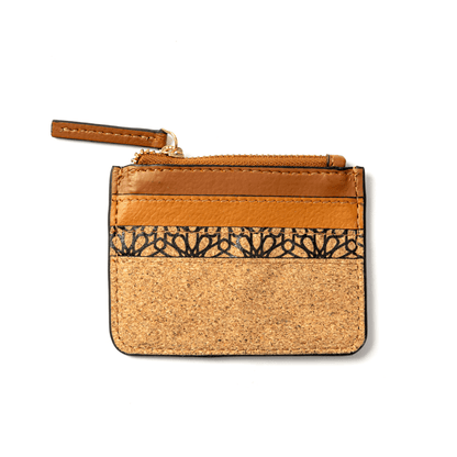 Card Holder with Zip & Multiple Slots – Plant Leather & Cork (Tawny Brown, Tan Matt) | Verified Sustainable by Brown Living™