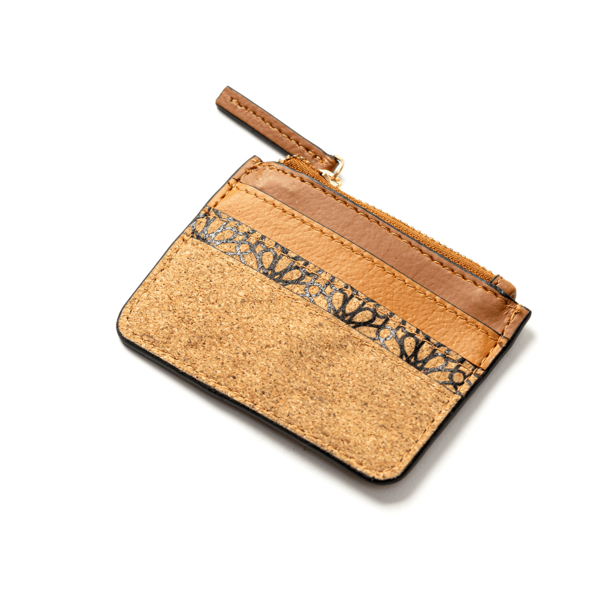 Card Holder with Zip & Multiple Slots – Plant Leather & Cork (Tawny Brown, Tan Matt) | Verified Sustainable by Brown Living™