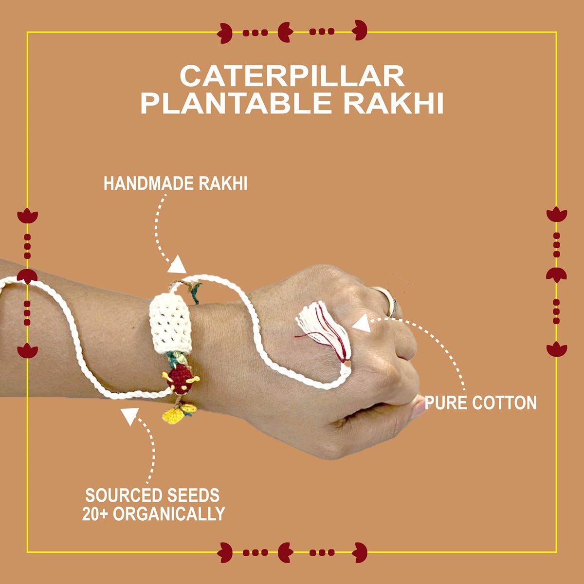 Caterpillar - Plantable I Eco Friendly Rakhi Embedded With Seeds | Verified Sustainable by Brown Living™