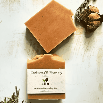 Cedarwood Rosemary Bar Soap for Oily Skin with Charcoal & Honey – Body Soap on Brown Living™. SKU: S10011. Img 1.