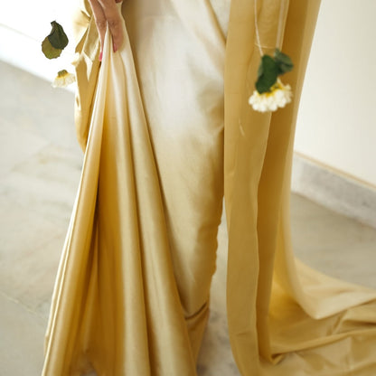 Champagne Fizz Organic Satin Saree – Womens Saree by October available on Brown Living™. Free Size . SKU: SR - ST/DIS001 - SLGL. Img 3.