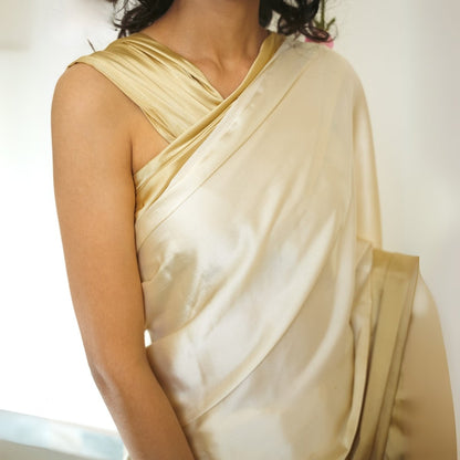 Champagne Fizz Organic Satin Saree – Womens Saree by October available on Brown Living™. Free Size . SKU: SR - ST/DIS001 - SLGL. Img 4.