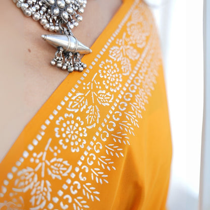 Gold Rush Real Silver Saree in Organic Crepe – Womens Saree by October available on Brown Living™. . SKU:  SR - CR/CS002 - YL. Img 5.