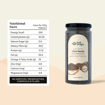 Chia Seeds | Omega - 3 & Protein - Rich | 250g – Dried Fruits, Nuts & Seeds on Brown Living™. SKU: SOS0CS00G250. Img 4.