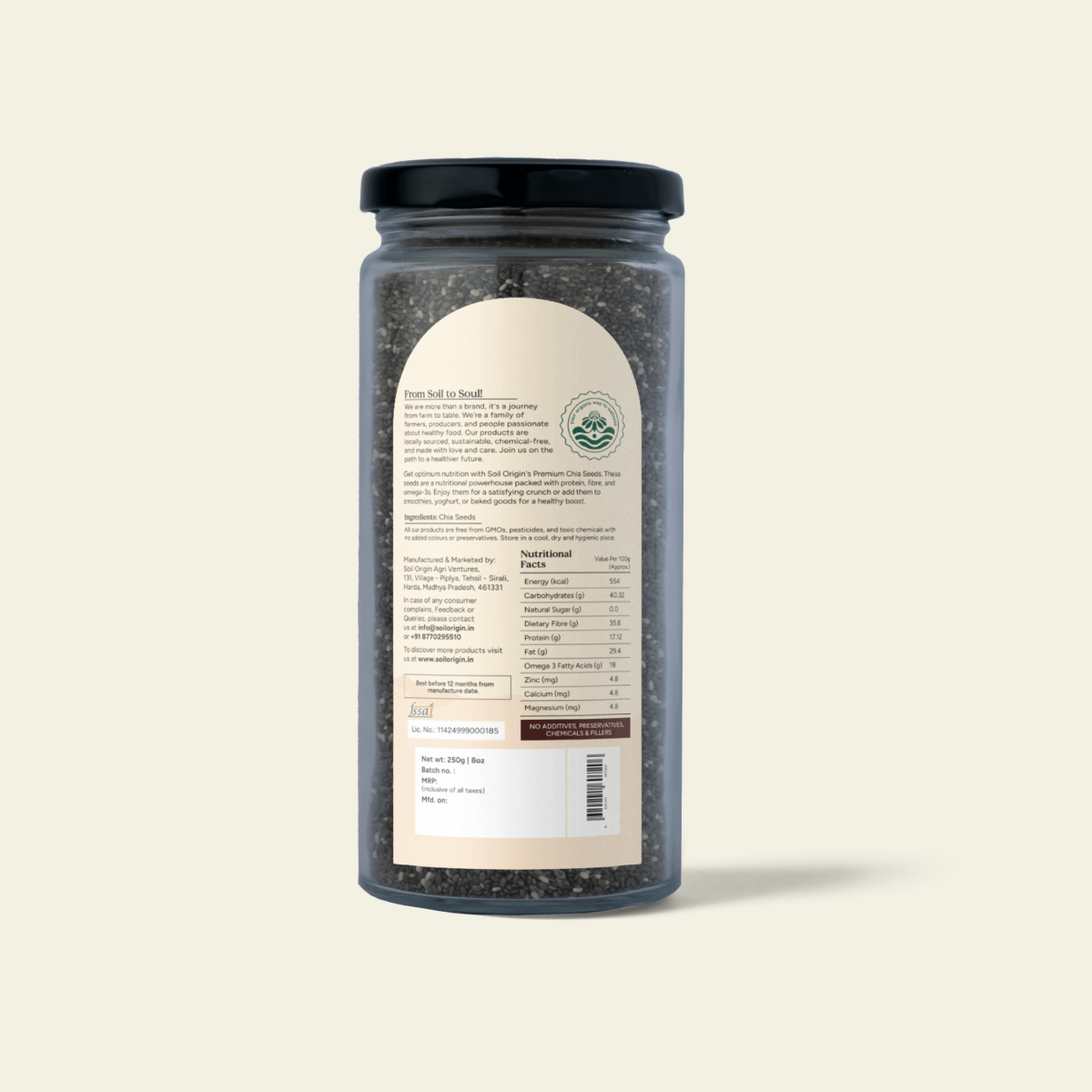 Chia Seeds | Omega - 3 & Protein - Rich | 250g | Verified Sustainable by Brown Living™