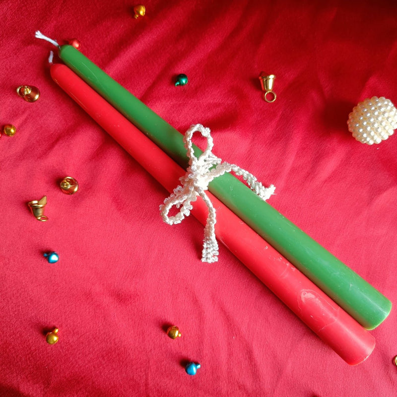 Christmas Taper Candle - Red and Green - Set of 2 | Verified Sustainable by Brown Living™