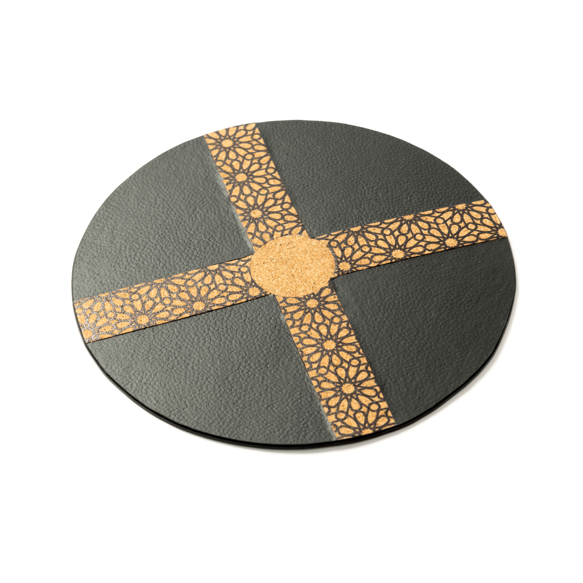 Circular Mouse Pad – Plant Leather & Cork (Black & Cork) | Verified Sustainable by Brown Living™