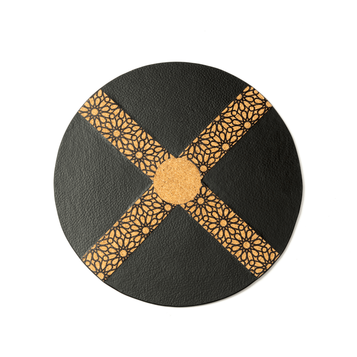 Circular Mouse Pad – Plant Leather & Cork (Black & Cork) | Verified Sustainable by Brown Living™
