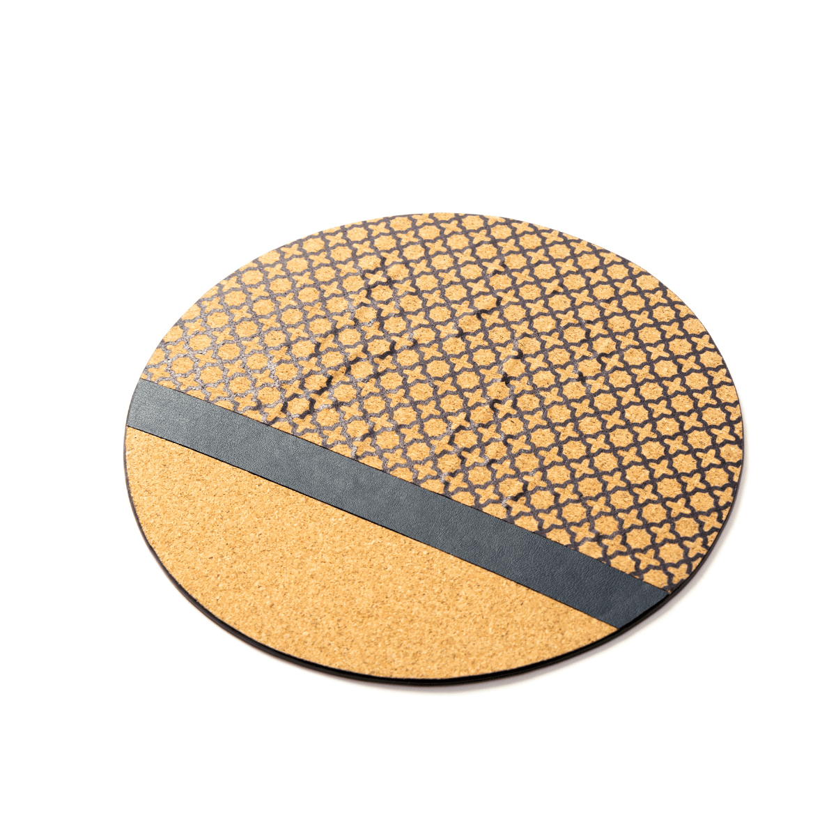 Circular Mouse Pad – Plant Leather & Cork (Blue & Cork) | Verified Sustainable by Brown Living™