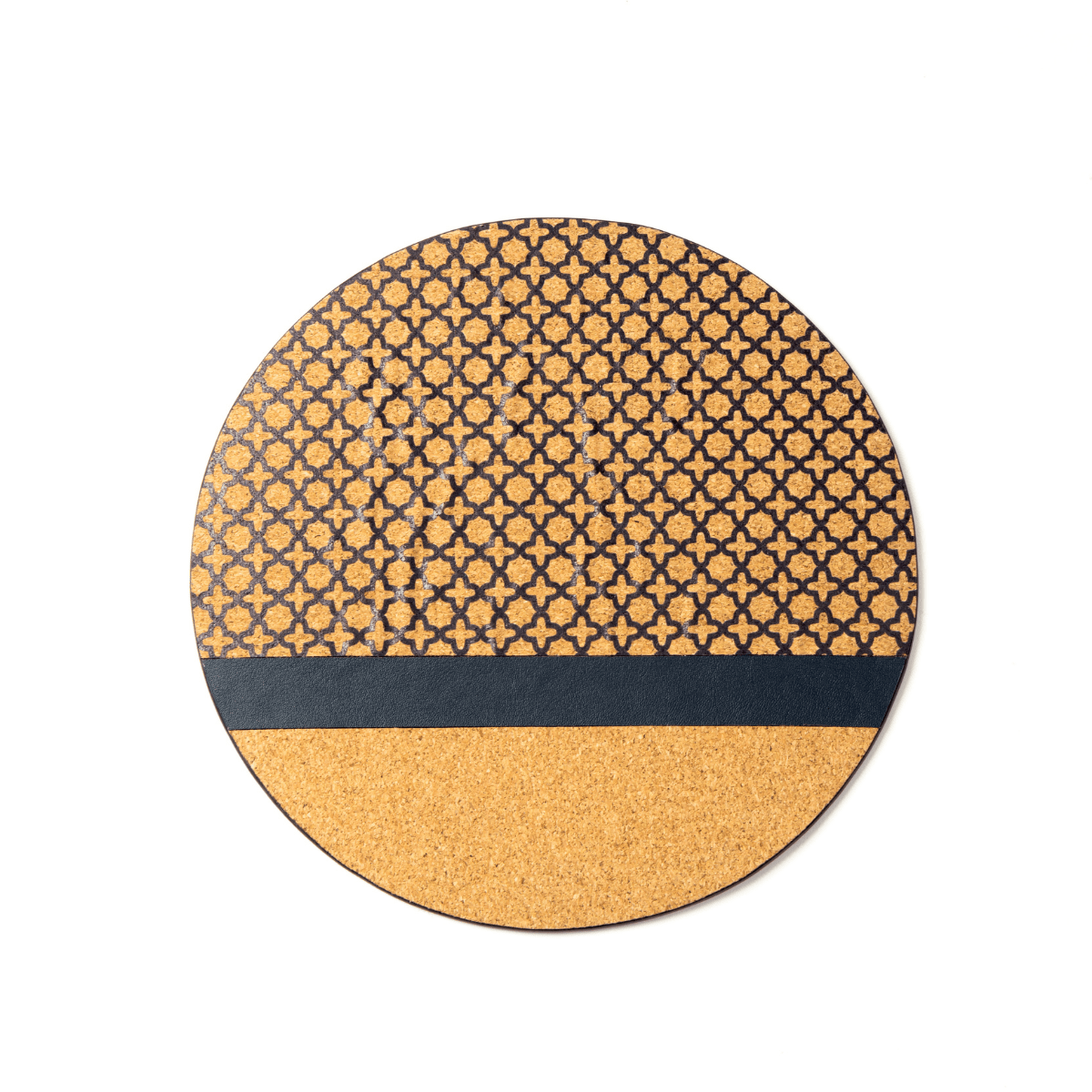 Circular Mouse Pad – Plant Leather & Cork (Blue & Cork) | Verified Sustainable by Brown Living™