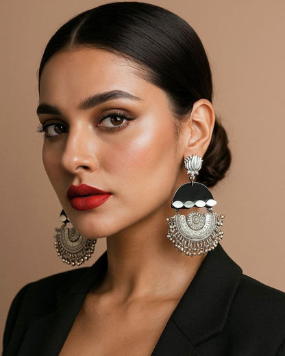 Classic Black Oxidised Jhumkas for Everyday Wear – Womens earrings by The serene by Rainvas available on Brown Living™. . SKU: RVS - SER - EAR - 148. Img 4.
