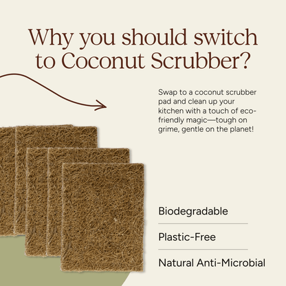 Coconut Coir Scrubber Pad | Eco - Friendly & Natural | Pack of 5 | Verified Sustainable by Brown Living™