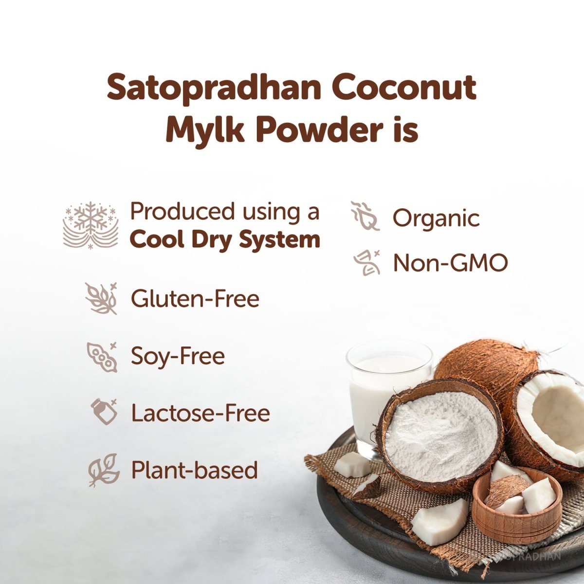 Coconut Mylk Powder 200g - 100% Vegan & Pure Milk Powder | Verified Sustainable by Brown Living™