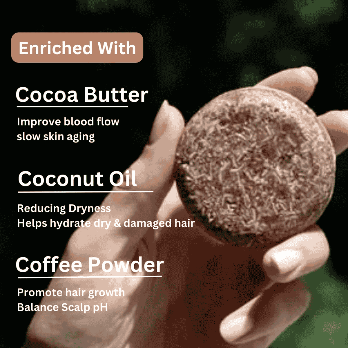 Coffee Shampoo Bar for Scalp Cleansing & Volume – 55g – Hair Shampoo by Kaura available on Brown Living™. . SKU: KI313. Img 8.