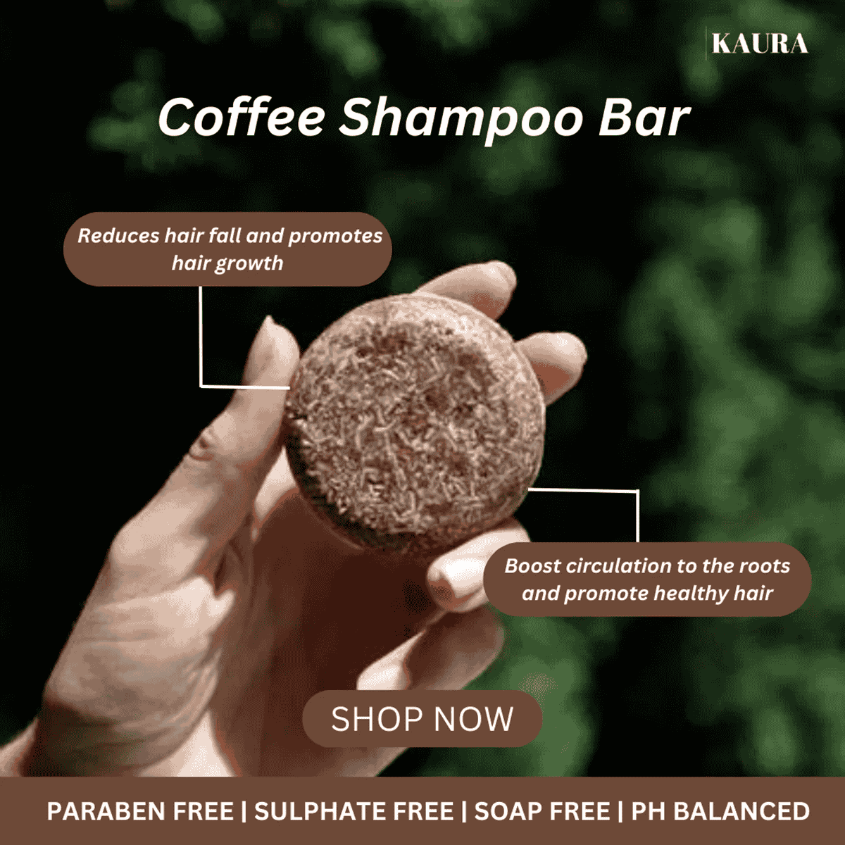 Coffee Shampoo Bar for Scalp Cleansing & Volume – 55g – Hair Shampoo by Kaura available on Brown Living™. . SKU: KI313. Img 7.