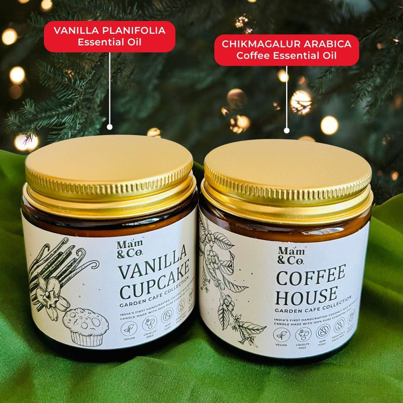 Coffee Vanilla Coconut Wax Candles Christmas Gift Hamper Set | Verified Sustainable by Brown Living™