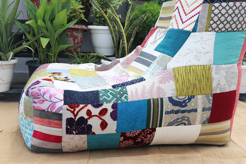 Colorful Patchwork Bean Chair | Verified Sustainable by Brown Living™