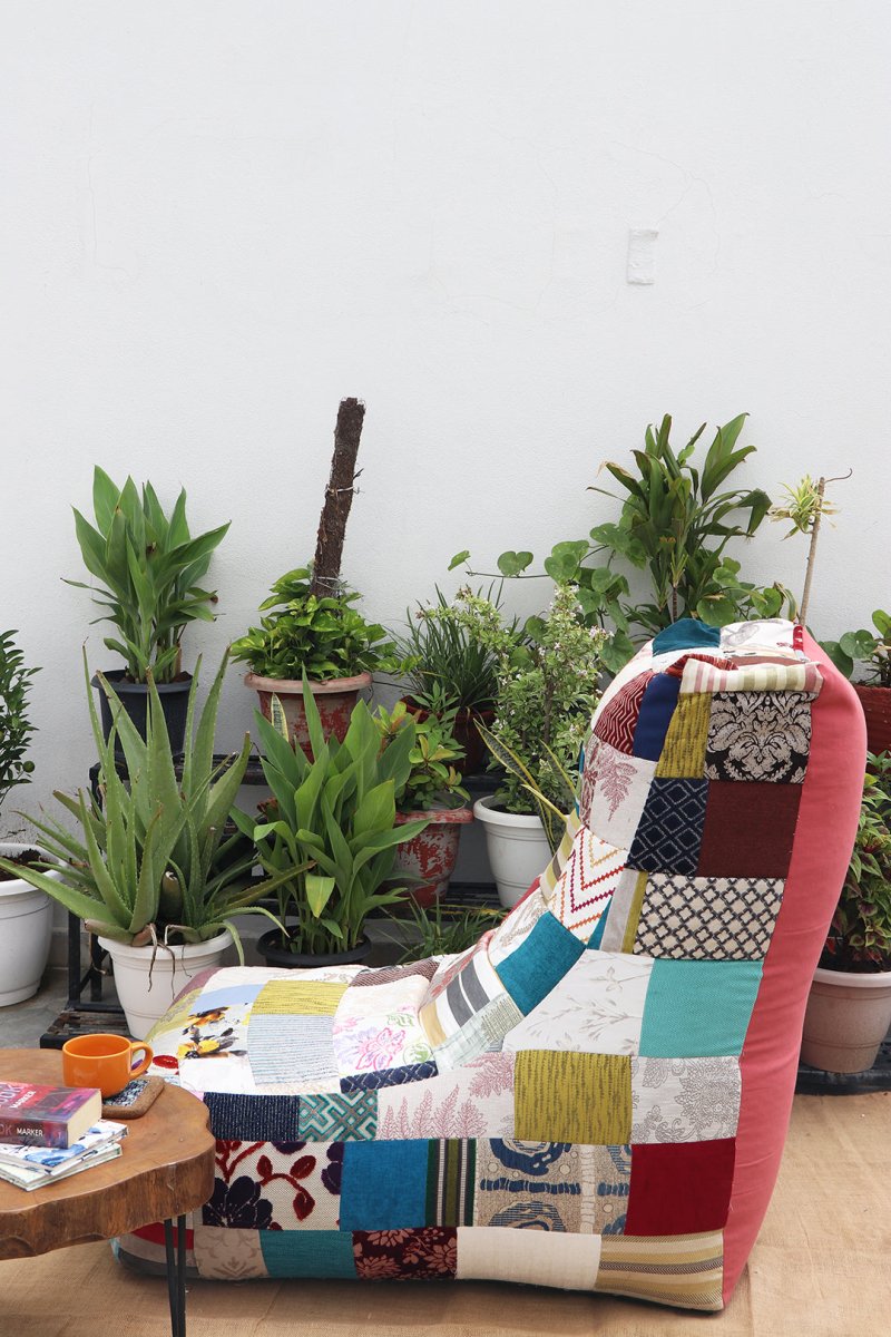 Colorful Patchwork Bean Chair | Verified Sustainable by Brown Living™