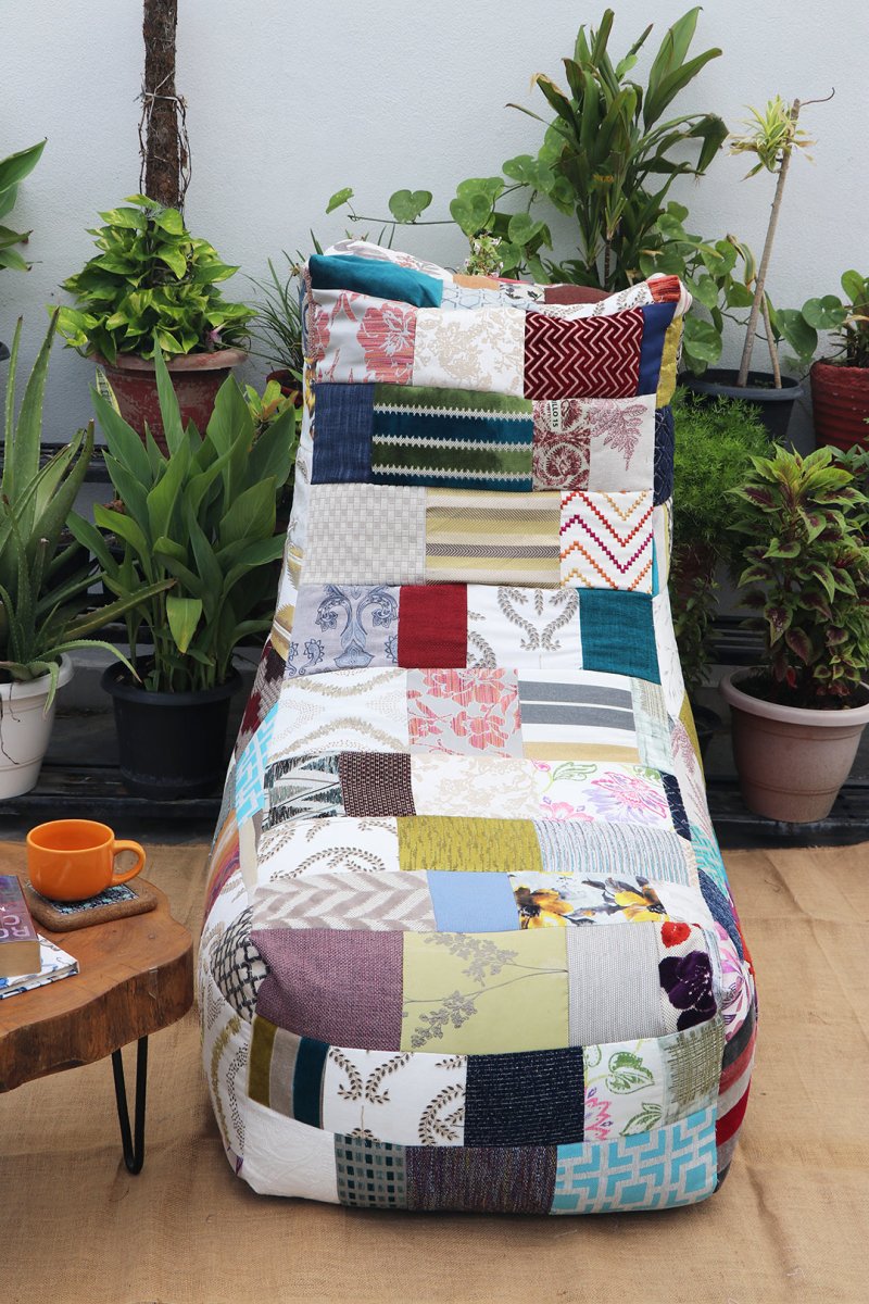 Colorful Patchwork Bean Chair | Verified Sustainable by Brown Living™