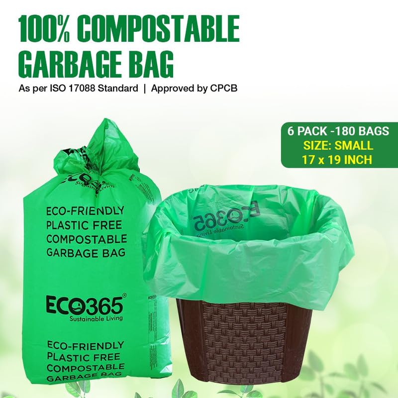 Compostable Garbage Bag, 19" x 21" - Medium Size Pack of 3 (90pcs) | Verified Sustainable by Brown Living™