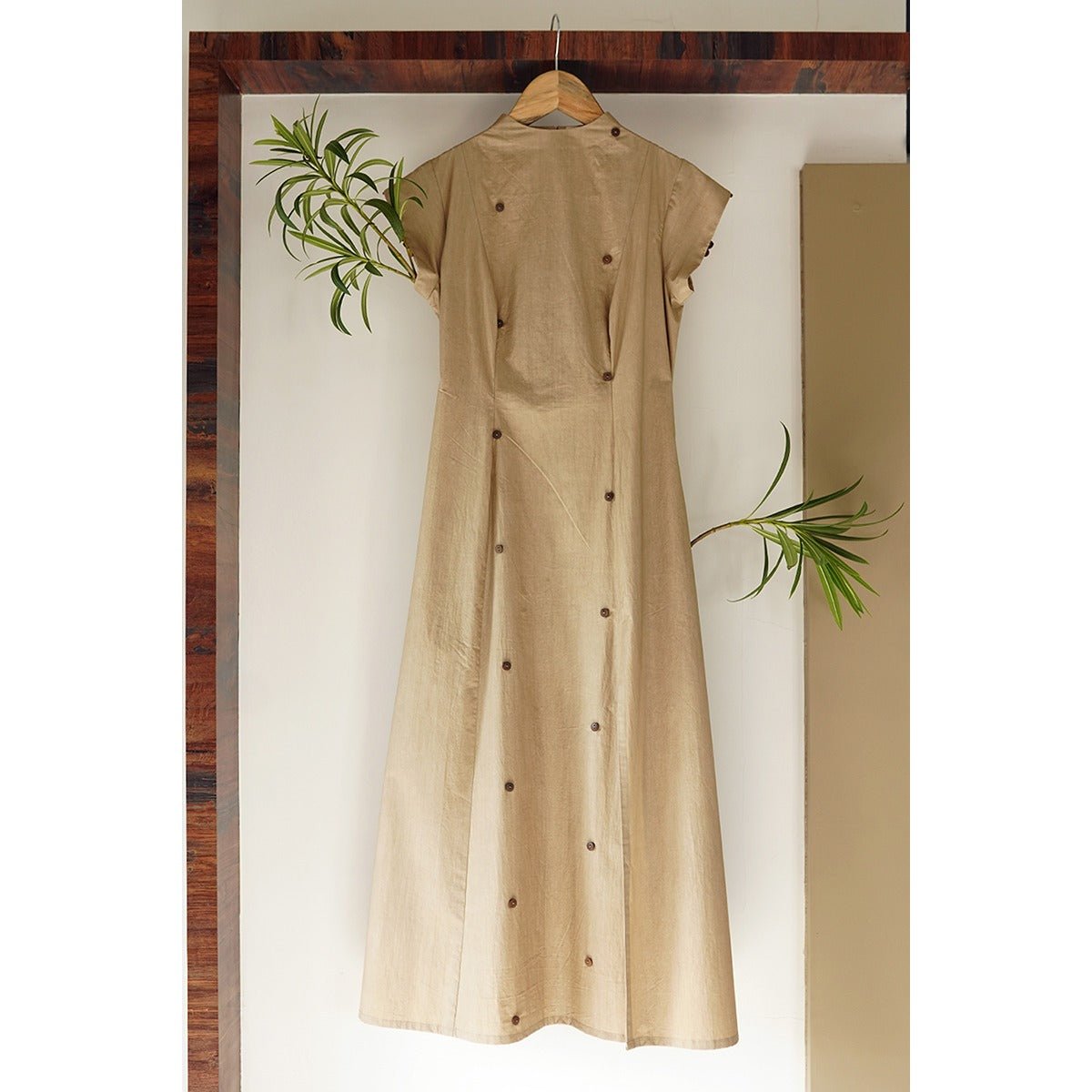 Coral Faye Tea Length Dress - Cap Sleeves | Verified Sustainable by Brown Living™