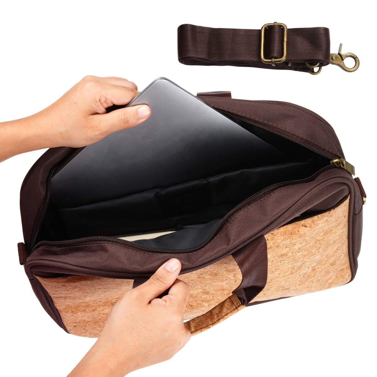 Cork Laptop Bag – Laptop Sleeve by The Cork Studio available on Brown Living™. . SKU: TCS - 54. Img 5.