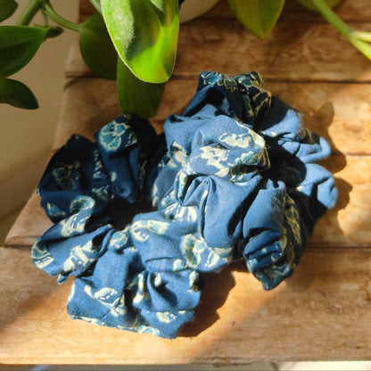 Cotton Blue Print Scrunchie | Lightweight & Breathable Hair Accessory | Verified Sustainable by Brown Living™