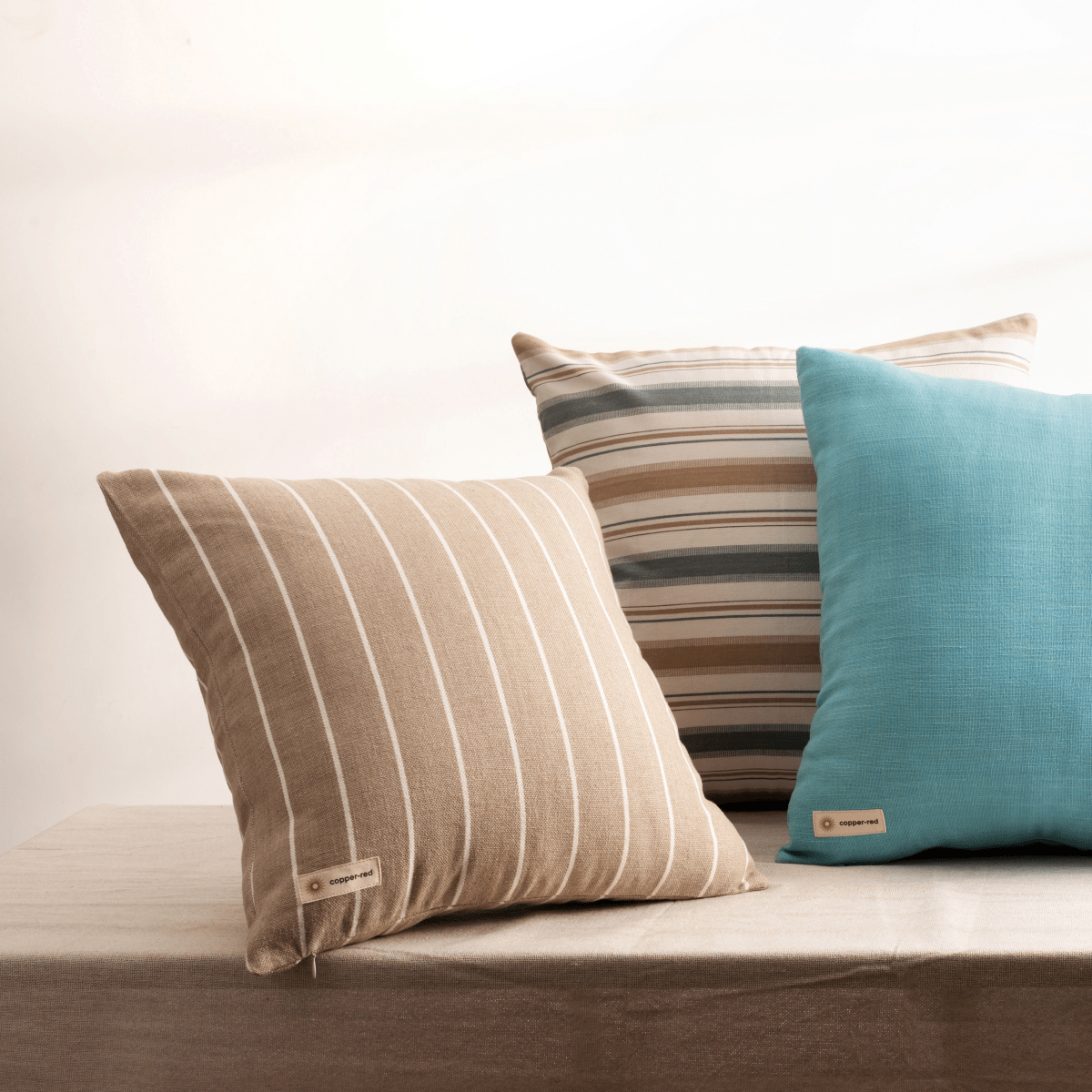 Cotton Cushion Cover | Atacama | Stripe Pattern | Brown & White | Verified Sustainable by Brown Living™